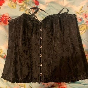 Satin lace sexy Black Corset 3XL